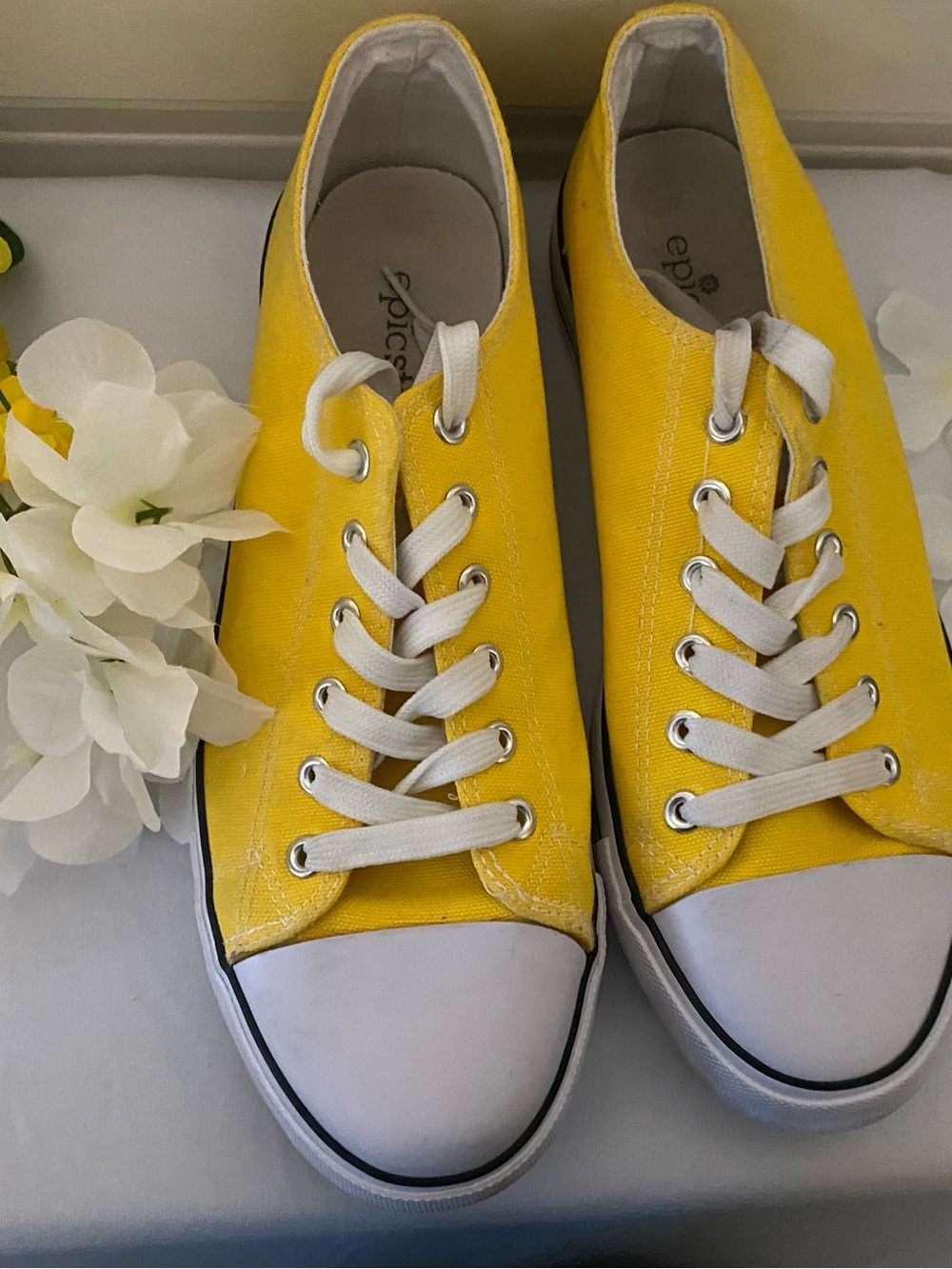 Yellow Low-Top Canvas Sneakers